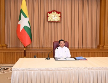 Chairman of State Administration Council Prime Minister Senior General Min Aung Hlaing holds talks with Cambodian Upper House Speaker Samdech Akka Moha Sena Padei Techo HUN SEN through video conferencing