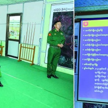 နိုင်ငံတော်စီမံအုပ်ချုပ်ရေးကောင်စီဥက္ကဋ္ဌ တပ်မတော်ကာကွယ်ရေးဦးစီးချုပ် ဗိုလ်ချုပ်မှူးကြီးမင်းအောင်လှိုင် အရှေ့မြောက်တိုင်းစစ်ဌာနချုပ်၊ ကုန်းမြင့်(၁) စိုက်ပျိုး မွေးမြူရေးစခန်းသို့သွားရောက်ကြည့်ရှုစစ်ဆေး