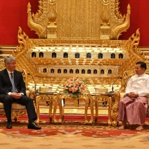 SAC Chairman Prime Minister Senior General Min Aung Hlaing receives delegation led by Head of Republic of Buryatia and Chairman of Buryatia Government of Russian Federation