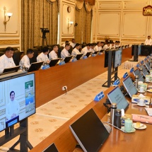 နိုင်ငံတော်စီမံအုပ်ချုပ်ရေးကောင်စီဥက္ကဋ္ဌ နိုင်ငံတော်ဝန်ကြီးချုပ် ဗိုလ်ချုပ်မှူးကြီး မင်းအောင်လှိုင် ပြည်ထောင်စုအစိုးရအဖွဲ့အစည်းအဝေးသို့ တက်ရောက်အမှာစကားပြောကြား