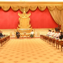 နိုင်ငံတော်စီမံအုပ်ချုပ်ရေးကောင်စီဥက္ကဋ္ဌ နိုင်ငံတော်ဝန်ကြီးချုပ် ဗိုလ်ချုပ်မှူးကြီး မင်းအောင်လှိုင် ထံ ရုရှားဖက်ဒရေးရှင်းနိုင်ငံ၊ ဒူးမားလွှတ်တော် ဒုတိယဥက္ကဋ္ဌ ဦးဆောင်သည့် ကိုယ်စားလှယ်အဖွဲ့က လာရောက်ဂါရဝပြုတွေ့ဆုံ
