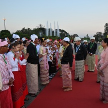 Chairman of State Administration Council Prime Minister Senior General Thadoe Maha Thray Sithu Thadoe Thiri Thudhamma Min Aung Hlaing, wife Daw Kyu Kyu Hla host dinner to mark the 78th Anniversary of Union Day 