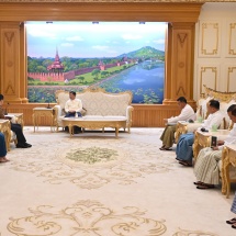 နိုင်ငံ‌တော်စီမံအုပ်ချုပ်ရေးကောင်စီဥက္ကဋ္ဌ နိုင်ငံတော်ဝန်ကြီးချုပ်ဗိုလ်ချုပ်မှူးကြီး မင်းအောင်လှိုင် တရုတ်နိုင်ငံခြားရေးဝန်ကြီးဌာန၊ အာရှရေးရာအထူးကိုယ်စားလှယ် H. E. Mr. Deng Xijun အား လက်ခံတွေ့ဆုံ