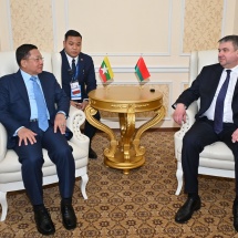 Chairman of the State Administration Council Prime Minister Senior General Min Aung Hlaing meets Deputy Prime Minister of the Republic of Belarus Mr. Yuri Shuleiko