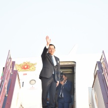 နိုင်ငံတော်စီမံအုပ်ချုပ်ရေးကောင်စီဥက္ကဋ္ဌ၊ နိုင်ငံတော်ဝန်ကြီးချုပ်  ဗိုလ်ချုပ်မှူးကြီး မင်းအောင်လှိုင် ဦးဆောင်သည့် မြန်မာအဆင့်မြင့်ကိုယ်စားလှယ်အဖွဲ့ ရုရှားဖက်ဒရေးရှင်းနိုင်ငံသို့ ရောက်ရှိ