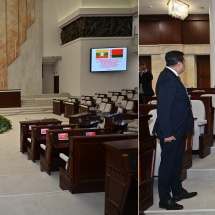 နိုင်ငံတော်စီမံအုပ်ချုပ်ရေးကောင်စီဥက္ကဋ္ဌ နိုင်ငံတော်ဝန်ကြီးချုပ် ဗိုလ်ချုပ်မှူးကြီး မင်းအောင်လှိုင် ဘယ်လာရုစ်သမ္မတနိုင်ငံ အမျိုးသားလွှတ်တော်ဥက္ကဋ္ဌ H.E. Mr. Igor Petrovich Sergeenko နှင့် တွေ့ဆုံဆွေးနွေး