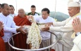 Bejewelled diamond orb, pennant-shaped vane and umbrella hoisted atop Shwephonepwint Pagoda with consecration ceremony in Taunggyi, Shan State (South)