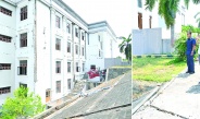 နိုင်ငံတော်စီမံအုပ်ချုပ်ရေးကောင်စီဥက္ကဋ္ဌ နိုင်ငံတော်ဝန်ကြီးချုပ် ဗိုလ်ချုပ်မှူးကြီးမင်းအောင်လှိုင် ငလျင်ဒဏ်ကြောင့် ထိခိုက်ပျက်စီးမှုများဖြစ်ပေါ်ခဲ့သည့်  ဝန်ကြီးရုံးအဆောက်အဦများအား လိုက်လံကြည့်ရှုစစ်ဆေး‌