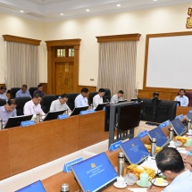 နိုင်ငံတော်စီမံအုပ်ချုပ်ရေးကောင်စီဥက္ကဋ္ဌ နိုင်ငံတော်ဝန်ကြီးချုပ် ဗိုလ်ချုပ်မှူးကြီးမင်းအောင်လှိုင် ပြည်ထောင်စုအစိုးရအဖွဲ့ လုပ်ငန်းညှိနှိုင်း အစည်းအဝေးသို့ တက်ရောက်အမှာစကားပြောကြား