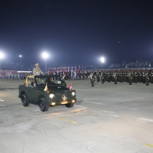နှစ်(၈၀)ပြည့် တပ်မတော်နေ့စစ်ရေးပြအခမ်းအနားကျင်းပပြုလုပ်၊  နိုင်ငံတော်စီမံအုပ်ချုပ်ရေးကောင်စီဥက္ကဋ္ဌ တပ်မတော်ကာကွယ်ရေးဦးစီးချုပ် ဗိုလ်ချုပ်မှူးကြီး သတိုးမဟာသရေစည်သူ သတိုးသီရိသုဓမ္မ မင်းအောင်လှိုင်   တက်ရောက်မိန့်ခွန်းပြောကြား