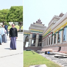 နိုင်ငံတော်စီမံအုပ်ချုပ်ရေးကောင်စီဥက္ကဋ္ဌ နိုင်ငံတော်ဝန်ကြီးချုပ် ဗိုလ်ချုပ်မှူးကြီး မင်းအောင်လှိုင် ငလျင်ဘေးဒဏ်ကြောင့် ထိခိုက်ပျက်စီးမှုများဖြစ်ပေါ်ခဲ့သည့် လွှတ်တော်အဆောက်အဦများအား သွားရောက် ကြည့်ရှုစစ်ဆေး၊ လိုအပ်သည်များလမ်းညွှန်မှာကြား