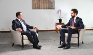 Chairman of State Administration Council Prime Minister Senior General Min Aung Hlaing answers questions of RT TV Channel and Krasnaya Zvezda daily of Russian Federation at media interviews