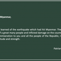 His Holiness Patriarch of the Russian Orthodox Church in Moscow and across Russia sends message of condolence to Myanmar’s Head of State