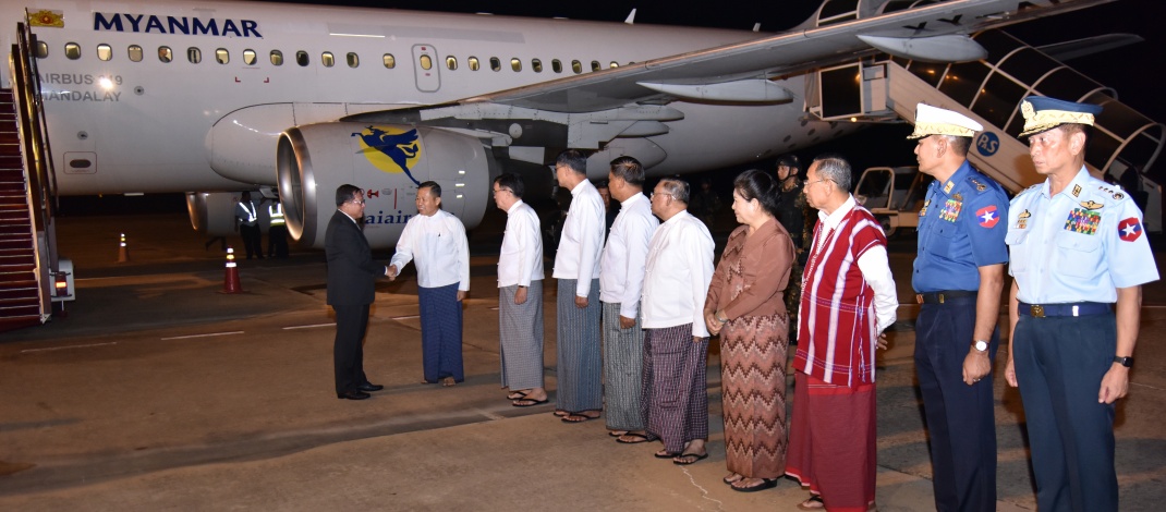 နိုင်ငံတော်စီမံအုပ်ချုပ်ရေးကောင်စီဥက္ကဋ္ဌ နိုင်ငံတော်ဝန်ကြီးချုပ် ဗိုလ်ချုပ်မှူးကြီးမင်းအောင်လှိုင် ဦးဆောင်သည့် မြန်မာအဆင့်မြင့်ကိုယ်စားလှယ်အဖွဲ့ ရုရှားဖက်ဒရေးရှင်းနိုင်ငံမှ မြန်မာနိုင်ငံသို့ပြန်လည်ရောက်ရှိ