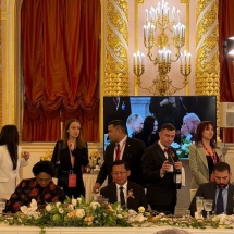 Chairman of the State Administration Council Prime Minister Senior General Min Aung Hlaing attends dinner hosted by President of the Russian Federation Mr. Vladimir Putin, together with other heads of states