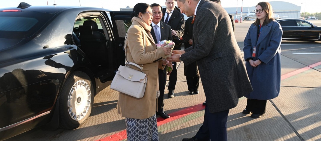 Myanmar high-level delegation led by SAC Chairman Prime Minister Senior General Min Aung Hlaing arrives in Novosibirsk, Russian Federation