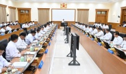 Chairman of State Administration Council Prime Minister Senior GeneralMin Aung Hlaing addresses SAC government meeting