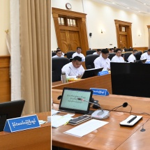 နိုင်ငံတော်စီမံအုပ်ချုပ်ရေးကောင်စီဥက္ကဋ္ဌ နိုင်ငံတော်ဝန်ကြီးချုပ် ဗိုလ်ချုပ်မှူးကြီး မင်းအောင်လှိုင်နိုင်ငံတော်စီမံအုပ်ချုပ်ရေးကောင်စီအစိုးရအဖွဲ့လုပ်ငန်းညှိနှိုင်းအစည်းအဝေးသို့ တက်ရောက်အမှာစကားပြောကြား