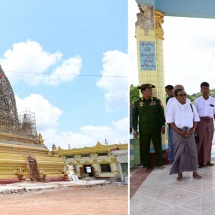 Chairman of State Administration Council Prime Minister Senior General Min Aung Hlaing inspects progress in carrying out rehabilitation activities in Sagaing and Mandalay and looks into requirements