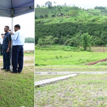Chairman of State Administration Council Prime Minister Senior General Min Aung Hlaing inspects endeavours for ensuring sufficient water supply, education promotion and cleanliness and beautification in PyinOoLwin