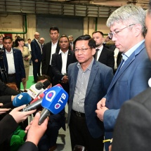 Chairman of the State Administration Council Prime Minister Senior General Min Aung Hlaing and Head of Buryatia Mr. Aleksey Sambuyevich Tsydenov answer questions of the local media including Arigus, ATV and Tivicom