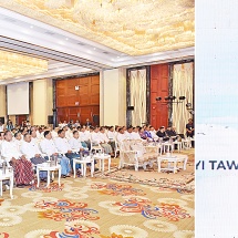 နိုင်ငံတော်စီမံအုပ်ချုပ်ရေးကောင်စီဥက္ကဋ္ဌ နိုင်ငံတော်ဝန်ကြီးချုပ် အမျိုးသားစည်းလုံးညီညွတ်ရေးနှင့် ငြိမ်းချမ်းရေးဖော်ဆောင်မှုဗဟိုကော်မတီဥက္ကဋ္ဌ ဗိုလ်ချုပ်မှူးကြီးမင်းအောင်လှိုင် ငြိမ်းချမ်းရေးဖိုရမ်-Peace Forum 2025“ငြိမ်းချမ်းရေး၊ ရွေးကောက်ပွဲနှင့် ဖက်ဒရယ်စနစ်တို့ပေါင်းစည်းခြင်းမှ အေးချမ်းသာယာဝပြောသည့် နိုင်ငံတော်သစ်ဆီသို့” သုံးသပ်ဆွေးနွေးပွဲဖွင့်ပွဲသို့ တက်ရောက်အမှာစကားပြောကြား