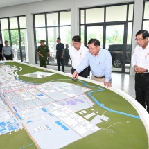 Chairman of State Administration Council Prime Minister Senior General Min Aung Hlaing inspects urban development tasks in Hlaingtharyar Township, West Yangon Technological University