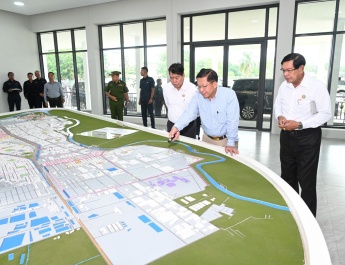 Chairman of State Administration Council Prime Minister Senior General Min Aung Hlaing inspects urban development tasks in Hlaingtharyar Township, West Yangon Technological University