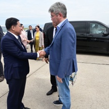 High-level Myanmar Delegation led by Chairman of State Administration Council Prime Minister Senior General Min Aung Hlaing arrives back in Myanmar