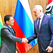 High-level Myanmar delegation led by Chairman of the State Administration Council Prime Minister Senior General Min Aung Hlaing arrives in Novosibirsk, Russian Federation; leaves for Republic of Belarus