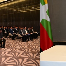 နိုင်ငံတော်စီမံအုပ်ချုပ်ရေးကောင်စီဥက္ကဋ္ဌ နိုင်ငံတော်ဝန်ကြီးချုပ် ဗိုလ်ချုပ်မှူးကြီးမင်းအောင်လှိုင်ဘယ်လာရုစ်သမ္မတနိုင်ငံရှိပညာတော်သင်သင်တန်းသားအရာရှိများအားတွေ့ဆုံအမှာစကားပြောကြား