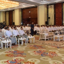 ငလျင်ကာလအလွန် နည်းပညာဆိုင်ရာဆွေးနွေးပွဲ (Post Earthquake Technical Forum) ဖွင့်ပွဲ အခမ်းအနားကျင်းပ၊ နိုင်ငံတော်စီမံအုပ်ချုပ်ရေးကောင်စီဥက္ကဋ္ဌ နိုင်ငံတော်ဝန်ကြီးချုပ်   ဗိုလ်ချုပ်မှူးကြီး မင်းအောင်လှိုင် တက်ရောက်အဖွင့်အမှာစကားပြောကြား