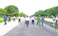 State Administration Council Chairman Prime Minister Senior General Min Aung Hlaing inspects upgrading and repair of damaged sections on Yazahtarni Road in Nay Pyi Taw, affected by Mandalay earthquake
