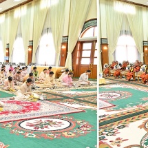 Families of Office of Commander-in-Chief of Defence Services (Army, Navy and Air) hold Waso robes offering ceremony for 2025