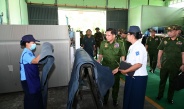 Chairman of State Administration Council Commander-in-Chief of Defence Services Senior General Min Aung Hlaing inspects Tatmadaw Leather Factory (Meiktila)