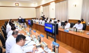 Chairman of State Administration Council Prime Minister Senior General Min Aung Hlaing addresses work coordination meeting on national economic development