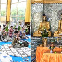 နိုင်ငံတော်လုံခြုံရေးနှင့်အေးချမ်းသာယာရေးကော်မရှင်ဥက္ကဋ္ဌ ဗိုလ်ချုပ်မှူးကြီးမင်းအောင်လှိုင်   ပဲခူးမြို့ရှိ ရှေးဟောင်းသမိုင်းဝင် တန်ခိုးကြီးဘုရားစေတီများသို့ သွားရောက်ဖူးမြော်ကြည်ညို၊ ဘုရားဖူးလာပြည်သူများအား ရင်းရင်းနှီးနှီးနှုတ်ဆက်