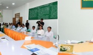 နိုင်ငံတော်လုံခြုံရေးနှင့် အေးချမ်းသာယာရေးကော်မရှင်ဥက္ကဋ္ဌ ဗိုလ်ချုပ်မှူးကြီးမင်းအောင်လှိုင်အောင်လံမြို့ရှိ ဌာနဆိုင်ရာတာဝန်ရှိသူများနှင့်တွေ့ဆုံ၍ ဒေသဖွံ့ဖြိုးတိုးတက်ရေးဆိုင်ရာများဆွေးနွေးမှာကြား       