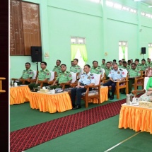 နိုင်ငံတော်လုံခြုံရေးနှင့်အေးချမ်းသာယာရေးကော်မရှင်ဥက္ကဋ္ဌ တပ်မတော်ကာကွယ်ရေးဦးစီးချုပ် ဗိုလ်ချုပ်မှူးကြီးမင်းအောင်လှိုင် မကွေးတပ်နယ်မှ အရာရှိ၊ စစ်သည် မိသားစုများအား တွေ့ဆုံအမှာ စကားပြောကြား