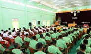 Chairman of State Security and Peace Commission Commander-in-Chief  of Defence Services Senior General Min Aung Hlaing delivers address to  officers, other ranks, families in Magway Station
