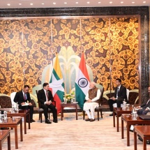 Acting President of the Republic of the Union of Myanmar, Chairman of State Security and Peace Commission of the Republic of the Union of Myanmar, Senior General Min Aung Hlaing holds talks with Prime Minister of India H.E. Mr. Shri Narendra Modi
