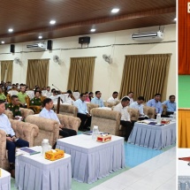 ပြည်ထောင်စုသမ္မတမြန်မာနိုင်ငံတော် ယာယီသမ္မတ နိုင်ငံတော်လုံခြုံရေးနှင့် အေးချမ်းသာယာရေး ကော်မရှင်ဥက္ကဋ္ဌ ဗိုလ်ချုပ်မှူးကြီးမင်းအောင်လှိုင် တနင်္သာရီတိုင်းဒေသကြီး၊ မြိတ်မြို့ရှိဌာနဆိုင်ရာ တာဝန်ရှိသူများ၊   မြို့မိမြို့ဖများနှင့်တွေ့ဆုံ၍ ဒေသဖွံ့ဖြိုးတိုးတက်ရေးဆိုင်ရာများ ဆွေးနွေးပြောကြား   