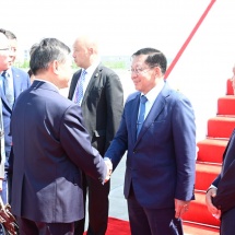 High-level Myanmar delegation led by Acting President of the Republic of the Union of Myanmar, Chairman of State Security and Peace Commission of the Republic of the Union  of Myanmar, Senior General Min Aung Hlaing arrives in the People’s Republic of China