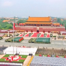 Acting President of the Republic of the Union of Myanmar, Chairman of the State Security and Peace Commission of the Republic of the Union of Myanmar, Senior General Min Aung Hlaing attends the parade to mark the 80th Anniversary of the victory in the Chinese People’s War of Resistance against Japanese Aggression and the World Anti-Fascist War
