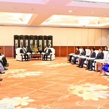 Acting President of the Republic of the Union of Myanmar, Chairman of State Security and Peace Commission of the Republic of the Union of Myanmar, Senior General Min Aung Hlaing holds discussions with party secretary of Sichuan Province