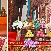 Acting President of the Republic of the Union of Myanmar, Chairman of the State Security and Peace Commission of the Republic of the Union of Myanmar, Senior General Min Aung Hlaing and delegation members pay homage to sacred Buddha tooth relic at Lingguang Temple in Beijing
