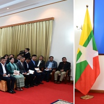 Acting President of the Republic of the Union of Myanmar, Chairman of the State Security and Peace Commission of the Republic of the Union of Myanmar, Senior General Min Aung Hlaing delivers speech to families of Myanmar Embassy and Military Attaché Office in PRC