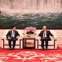 Acting President of the Republic of the Union of Myanmar, Chairman of State Security and Peace Commission of the Republic of the Union of Myanmar, Senior General Min Aung Hlaing holds meeting with Secretary of the Heilongjiang Provincial Party Committee