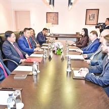 Acting President of the Republic of the Union of Myanmar Chairman of   State Security and  Peace Commission of  the Republic of the Union of  Myanmar Senior General Min Aung Hlaing receives Adviser to the President of Russian Federation Mr. Anton Kobyakov 