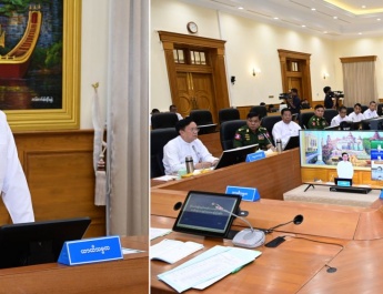 ပြည်ထောင်စုသမ္မတမြန်မာနိုင်ငံတော် နိုင်ငံတော်လုံခြုံရေးနှင့်အေးချမ်းသာယာရေးကော်မရှင်နှင့် ပြည်ထောင်စုအစိုးရအဖွဲ့တို့၏ လုပ်ငန်းညှိနှိုင်းအစည်းအဝေးကျင်းပ  